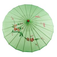 Čínský deštník z olejového papíru - Třešňový květ, zelený