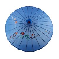 Čínský deštník z olejového papíru - Třešňový květ, tmavě modrý