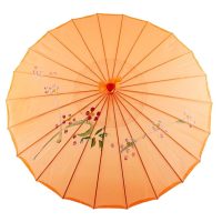 Čínský deštník z olejového papíru - Třešňový květ, oranžový