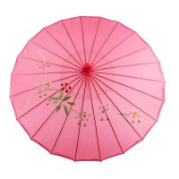 Čínský deštník z olejového papíru - Třešňový květ, tmavě růžový