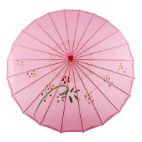 Čínský deštník z olejového papíru - Třešňový květ, světle růžový