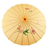 Čínský deštník z olejového papíru - Třešňový květ, žlutý