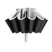 Unisex automatický obrácený deštník s reflexním pruhem - Bílý