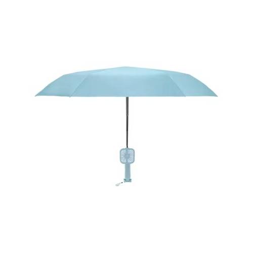 Foto - Deštník s nabíjecím ventilátorem - Světle modrý
