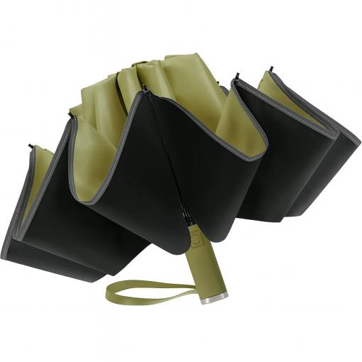 Foto - Unisex automatický obrácený deštník s reflexním pruhem - Světle zelený