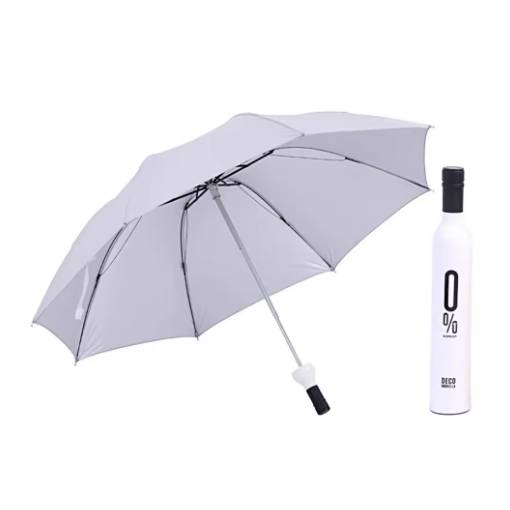 Foto - Skládací deštník s UV ochranou ve tvaru lahve - Bílý