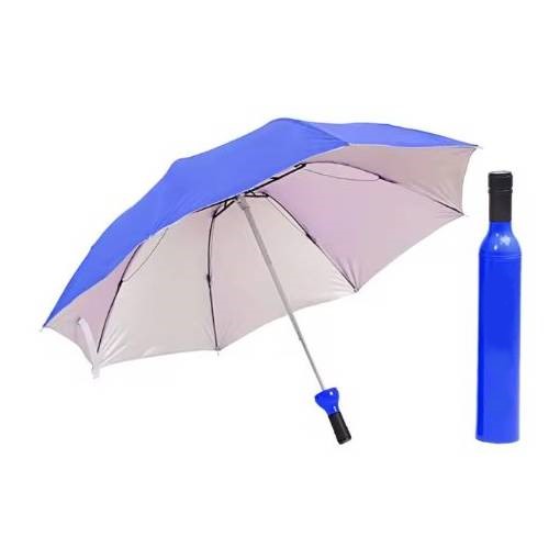 Foto - Skládací deštník s UV ochranou ve tvaru lahve - Tmavě modrý