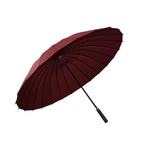 Foto - Poloautomatický holový elegantní deštník - Vínově červený